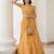 Mustard Yellow Embroidered Silk Blend Thread Work Lehenga Choli - Free size
