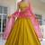 Yellow Embroidered Silk Blend Thread Work Lehenga Choli - Free size
