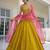 Yellow Embroidered Silk Blend Thread Work Lehenga Choli - Free size