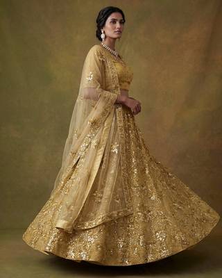 Red Embroidered Net Thread Work Lehenga Choli - Free size 4