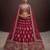 Red Embroidered Silk Blend Zari Work Lehenga Choli - Free size