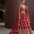 Red Embroidered Silk Blend Zari Work Lehenga Choli - Free size