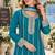 Blue chinon readymade plazzo suit with embroidery sequence work