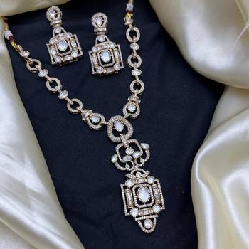 Gold Crystal Statement Necklace and Earring Set | Geometric Bridal Jewelry 4
