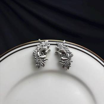 Oxidized Ganesha Ear Cuff Earrings, Silver Elephant God Ear Climber, Indian Festival Jewelry 4