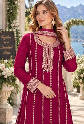 Rani chinon readymade plazzo suit with embroidery sequence work 2