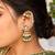 Kundan EarCuffs Earrings with Gold Jhumka, Indian Bridal Ear Climber, Pearl Green Stone Earrings