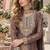 Grey chinon readymade plazzo suit with embroidery work
