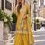 Yellow chinon readymade plazzo suit with embroidery work