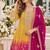 Yellow georgette readymade suit with jacquard print work