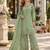 P green silk blend readymade suit with beads work