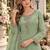 P green silk blend readymade suit with beads work