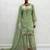 P green silk blend readymade suit with beads work