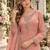 Peach silk blend readymade suit with beads work
