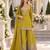 Yellow chinon readymade suit with embroidery work