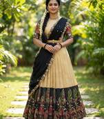South Indian Style Half Saree with Blouse and Dupatta