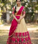 South Indian Style Half Saree with Blouse and Dupatta