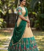South Indian Style Half Saree with Blouse and Dupatta
