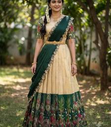 South Indian Style Half Saree with Blouse and Dupatta