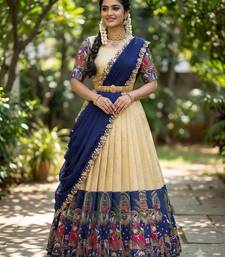 South Indian Style Half Saree with Blouse and Dupatta