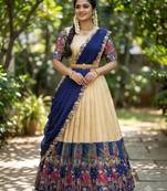 South Indian Style Half Saree with Blouse and Dupatta