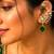 Gold Peacock Ear Cuff Earrings, Emerald Green Kundan Ear Climber,Bridal Statement Earrings