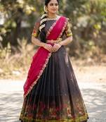 South Indian Style Half Saree with Blouse and Dupatta