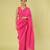 Pink embroidered linen khadi cotton saree set