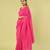 Pink embroidered linen khadi cotton saree set
