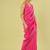 Pink embroidered linen khadi cotton saree set