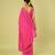 Pink embroidered linen khadi cotton saree set
