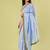 Light blue lime green border printed chanderi khadi cotton saree set