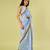 Light blue lime green border printed chanderi khadi cotton saree set