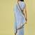 Light blue lime green border printed chanderi khadi cotton saree set