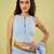 Light blue lime green border printed chanderi khadi cotton saree set