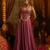 Pink georgette embroidered corset top with palazzo and artificial shell detailing