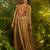 Olive green handworked designer gown with heavy embroidery