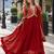 Red georgette readymade anarkali suit with zari & embroidery work
