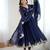 Navy blue georgette anarkali suit set with zari & sequins embroidery