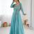 Blue embroidered georgette palazzo set with floral jacket and handwork details