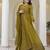 Olive green embroidered anarkali gown with soft net dupatta