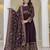 Brown embroidered anarkali gown with floral dupatta