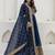 Navy blue embroidered anarkali gown with designer dupatta