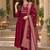 Women s wine premium rayon embroidered kurta pant set with dupatta | ethnic wear suit set