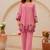 Pink cotton embroidered thread work co-ord set for women