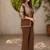 Brown cotton embroidered thread work co-ord set for women
