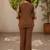 Brown cotton embroidered thread work co-ord set for women