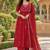 Red embroidered anarkali kurta set for women | premium rayon | ethnic wear with dupatta