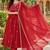 Red embroidered anarkali kurta set for women | premium rayon | ethnic wear with dupatta
