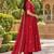 Red embroidered anarkali kurta set for women | premium rayon | ethnic wear with dupatta